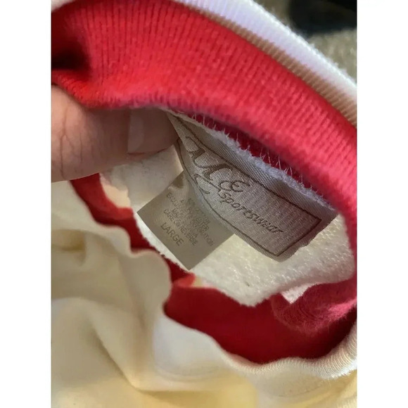 Vintage Top Stitch Sweater Size Large Womens Snow Red Cardinal M&C Sportswear - Picture 5 of 7